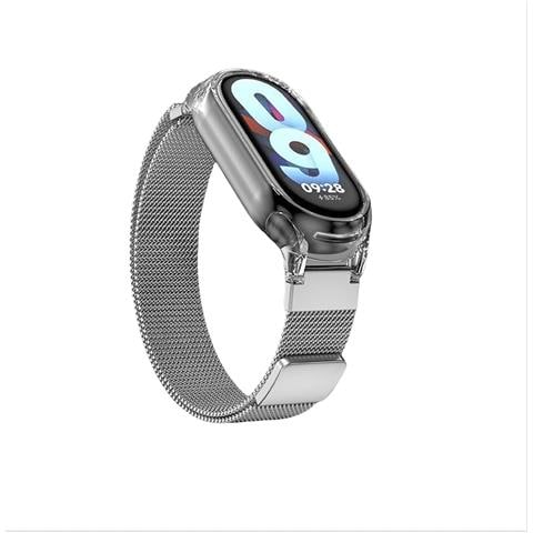 Cinturino Magnetico Per Xiaomi Mi Band Con Custodia Trasparente Silver Xiaomi Mi Band 3/4/5/6 - Foto 1