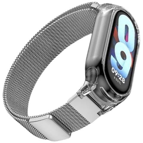 Cinturino Magnetico Per Xiaomi Mi Band Con Custodia Trasparente Silver Xiaomi Mi Band 3/4/5/6 - Foto 3