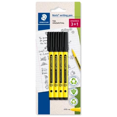 Blister da 4 Staedtler Noris® Writing Pen 307 - punta 0,6 mm - Nero - Foto 1