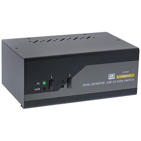 Switch KVM Desktop, 2 porte, Dual Monitor, HDMI, 4K, USB 3.0, Audio - Foto 1