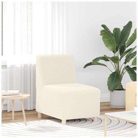 Divano Sedia Crema 55 cm Tessuto Riccio Effetto Lana - Foto 1