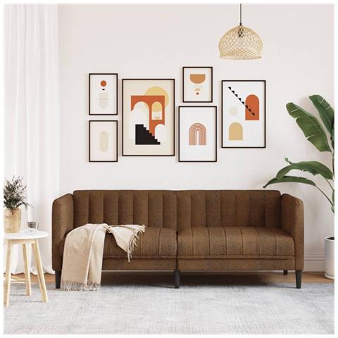 Divano A 2 Posti Marrone In Similpelle Scamosciata - Foto 3