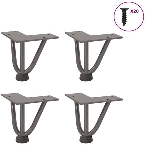 Gambe Tavolo A Forcina 4 Pz 10 Cm Acciaio Massiccio - Foto 1