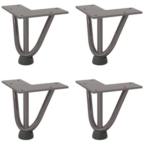 Gambe Tavolo A Forcina 4 Pz 10 Cm Acciaio Massiccio - Foto 2