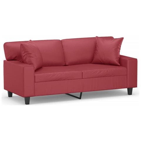 Divano A 2 Posti Con Cuscini Rosso Vino 140 Cm In Similpelle - Foto 2