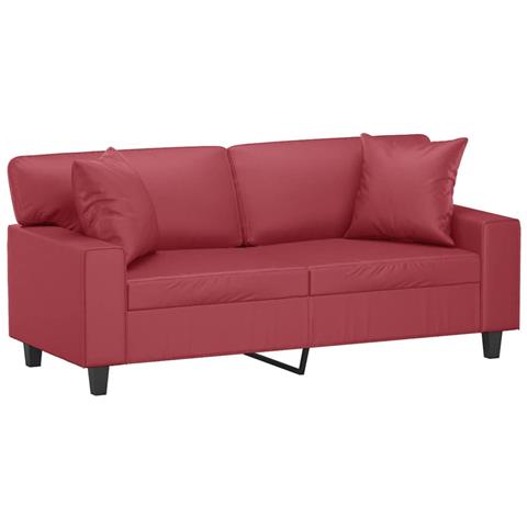 Divano A 2 Posti Con Cuscini Rosso Vino 140 Cm In Similpelle - Foto 3
