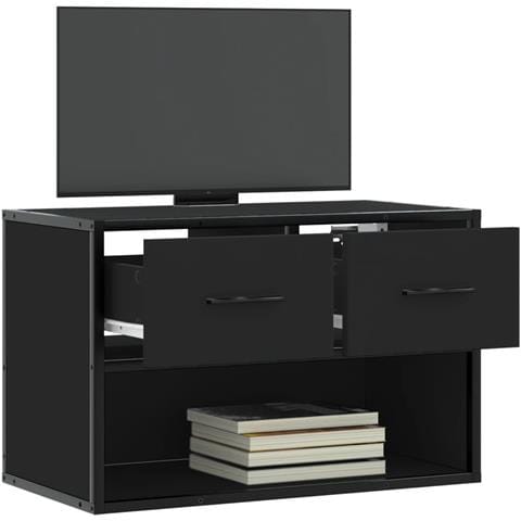 Mobile Porta Tv Nero 60x31x39,5cm In Truciolato E Metallo - Foto 3