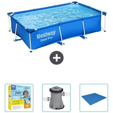 Piscina Fuori Terra - Rettangolo - 259x170x61 Cm - Blu - Include Accessori Coordinati Cb6 - Foto 1