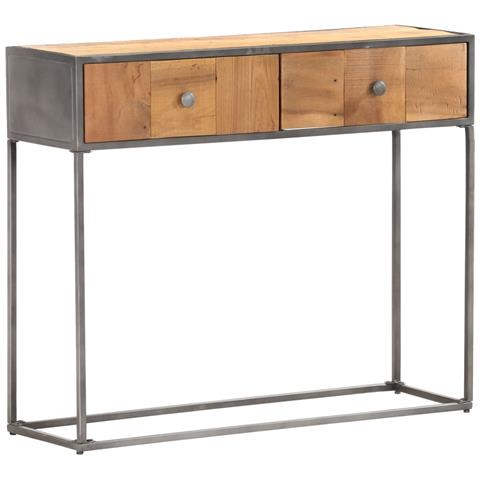 Lusso Casadino -  Tavolo Consolle 90x30x75 Cm In Legno Massello Di Recupero - Foto 8