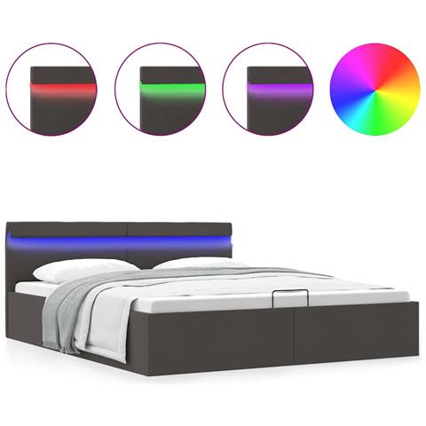 Lusso Casadino -  Giroletto Con Contenitore E Led Grigio Scuro Tessuto 100x200 Cm - Foto 1