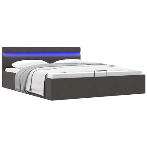 Lusso Casadino -  Giroletto Con Contenitore E Led Grigio Scuro Tessuto 100x200 Cm - Foto 8