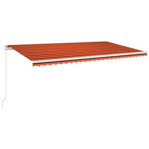 Tenda Retrattile Manuale Con Led 600x300 Cm Arancione E Marrone - Foto 1