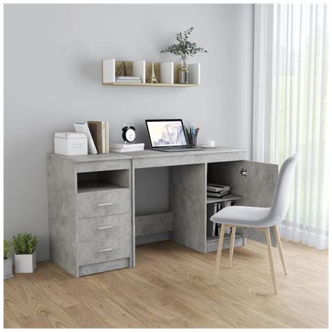 Scrivania Grigio Cemento 140x50x76 Cm In Truciolato - Foto 2