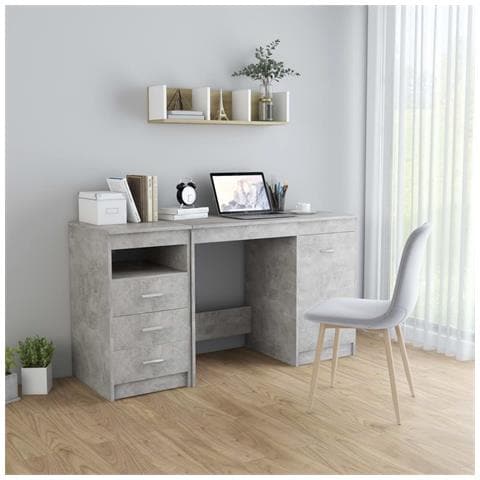 Scrivania Grigio Cemento 140x50x76 Cm In Truciolato - Foto 8