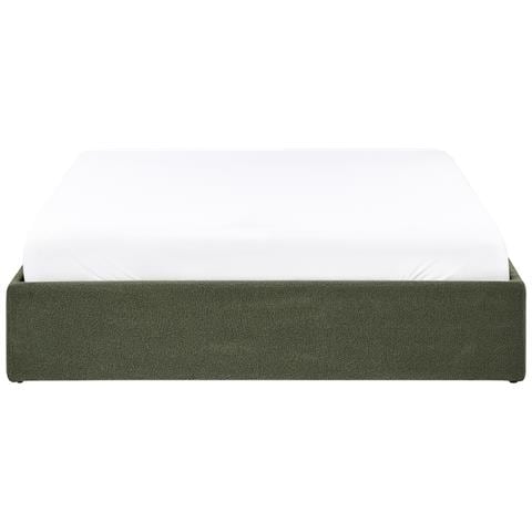 Letto Con Ottomano Senza Testata Bouclé Dinan 160 X 200 Cm Verde Scuro - Foto 2