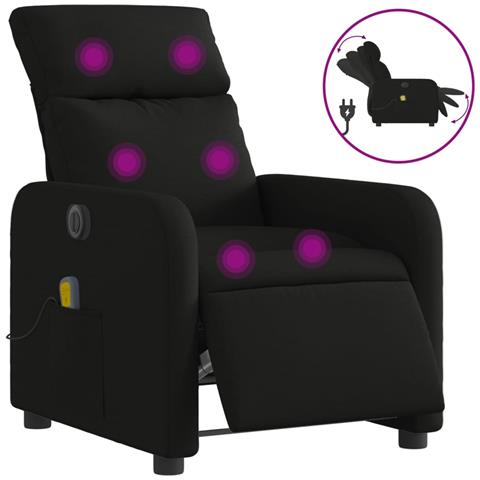 Poltrona Massaggiante Reclinabile Elettrica Nera in Tessuto - Foto 1