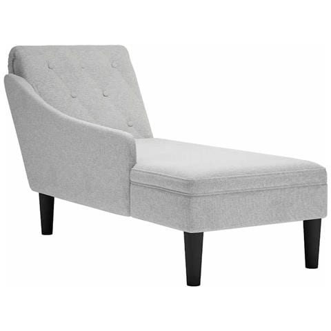 Sdraio con Cuscino e Bracciolo Destro in Tessuto Grigio Nuvola - Foto 1