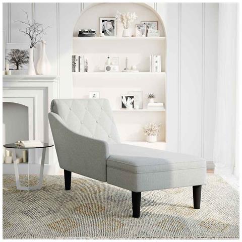 Sdraio con Cuscino e Bracciolo Destro in Tessuto Grigio Nuvola - Foto 2