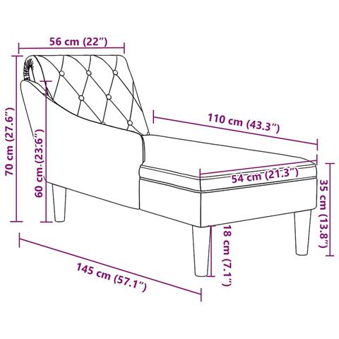 Sdraio con Cuscino e Bracciolo Destro in Tessuto Grigio Nuvola - Foto 9