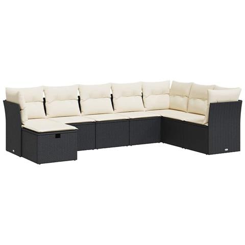 Set Divani da Giardino con Cuscini 8 pz Nero in Polyrattan - Foto 1