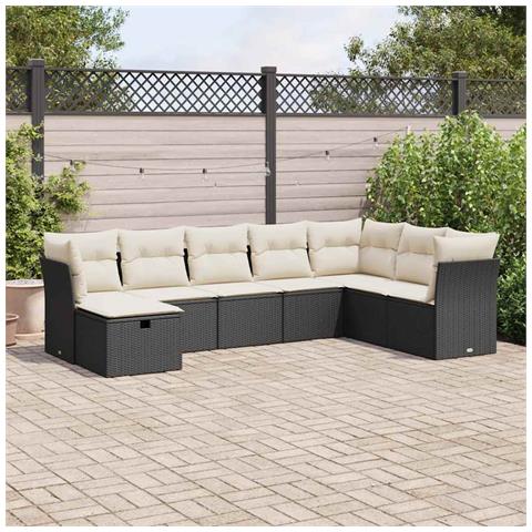 Set Divani da Giardino con Cuscini 8 pz Nero in Polyrattan - Foto 2