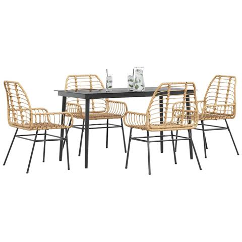 Set da Pranzo da Giardino 5pz Polyrattan Vetro - Foto 2