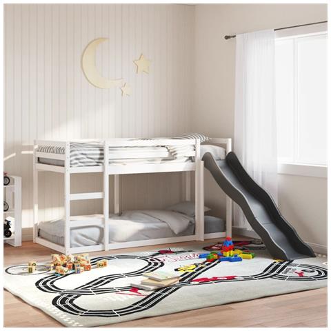 Letto a Castello Scivolo e Scala Bianco 90x200 cm Legno di Pino - Foto 2