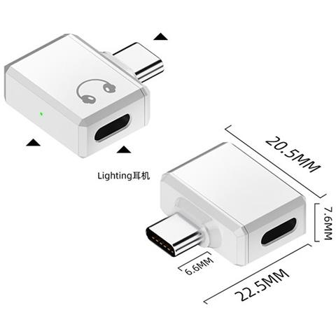 Adattatore Lighting Femmina A Usb-c Maschio Angolato Per Auricolari - Ascolto, Chiamate E Controllo White - Foto 2