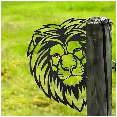 Sagoma Di Leone In Metallo Per Giardino - Decorazione Artistica Da Esterno - Foto 2