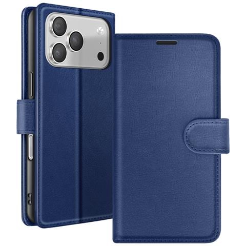 Custodia A Portafoglio Per Iphone 17 Pro Max Con Supporto E Linguetta Magnetica, Blu Scuro - Foto 1