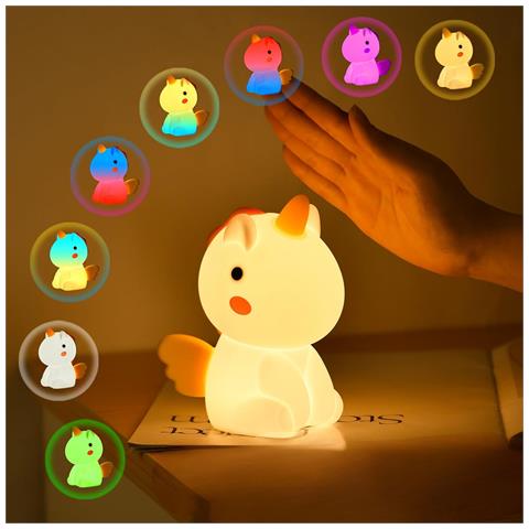 Uraqt Luce Notturna Unicorno Led In Silicone Colorata Per Bambini Regolabile - Foto 6