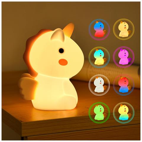 Uraqt Luce Notturna Unicorno Led In Silicone Colorata Per Bambini Regolabile - Foto 1