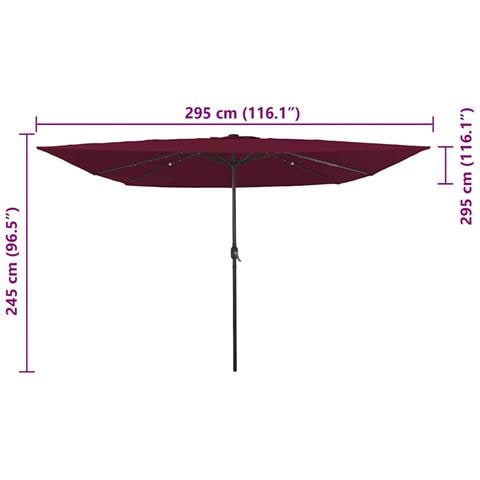 Ombrello da giardino Rosso e Nero 295 x 295 x 245 cm - Foto 8