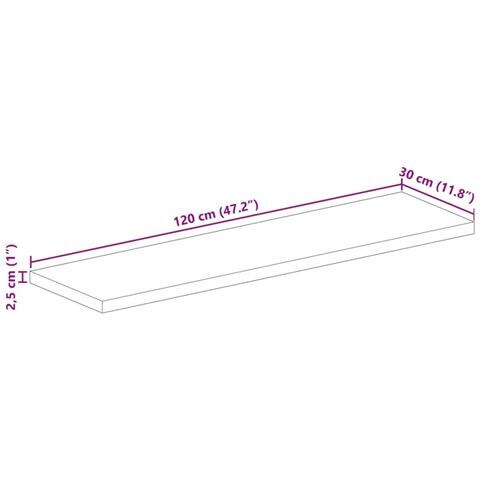 Piano per Tavolo 120x30x2,5cm Rettangolare Legno Mango Grezzo - Foto 9