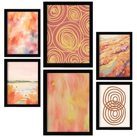 Set Di 6 Stampe Germogli D'arancia In Dipinti Decorativi Estetici Astratti Per Il Tuo Soggiorno, Camera Da Letto, Casa A3 & A4 Cornice Nera - Foto 1