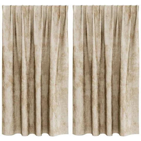 Tenda con tende 2 pcs Crema 140 x 140 cm Velluto - Foto 1