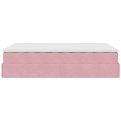 Pouf Letto con Materasso Rosa 120x190 cm Velluto - Foto 9