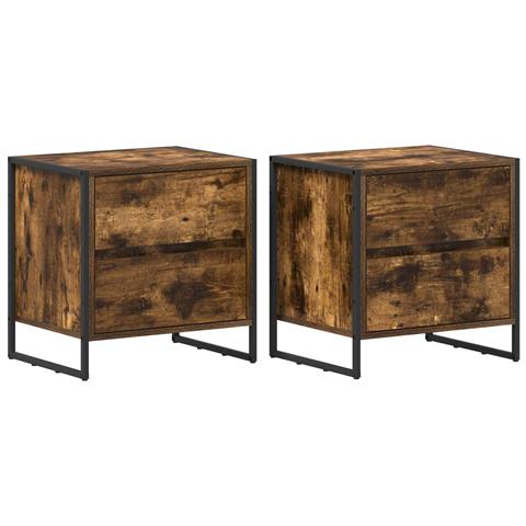 Comodino con cassetto 2 pcs Quercia Fumosa 50 x 39.5 x 50 cm - Foto 1