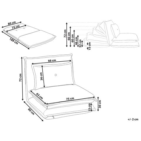 Divano Letto Singolo Dellen Tessuto Bianco Sporco - Foto 3