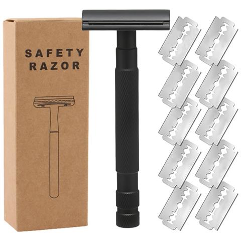 Rasoio Di Sicurezza Manuale A Doppio Taglio Zigrinato Per Una Pelle Liscia, Disponibile In Vari Colori Black - Foto 1