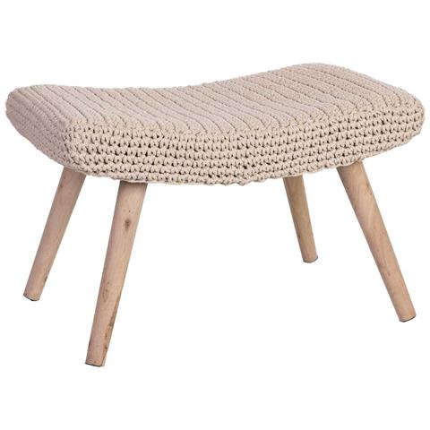 Sgabello In Legno E Cotone Intrecciato Beige 67x30x43h Cm - Foto 1