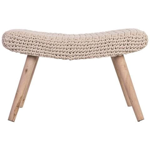 Sgabello In Legno E Cotone Intrecciato Beige 67x30x43h Cm - Foto 2