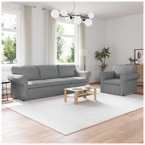 Divano 2 pcs Grigio chiaro 245 x 82 x 80 cm Tessuto - Foto 2
