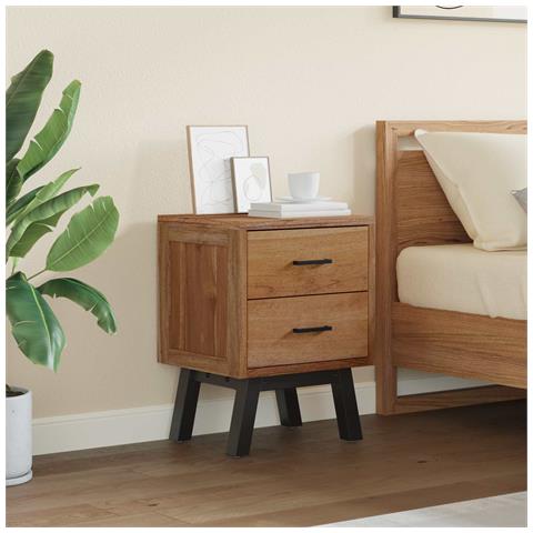 Comodino Naturale 40 x 35 x 55 cm Legno di teak solido - Foto 2