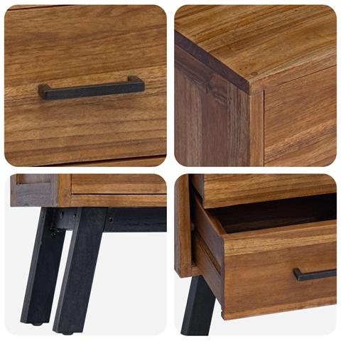 Comodino Naturale 40 x 35 x 55 cm Legno di teak solido - Foto 9