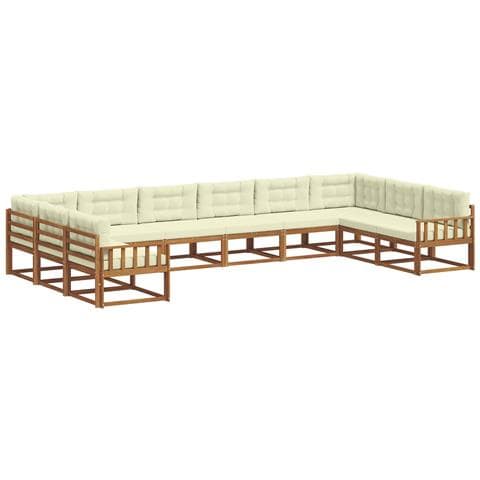 Set di divani da esterno con cuscino 10 pcs Naturale e Crema - Foto 1