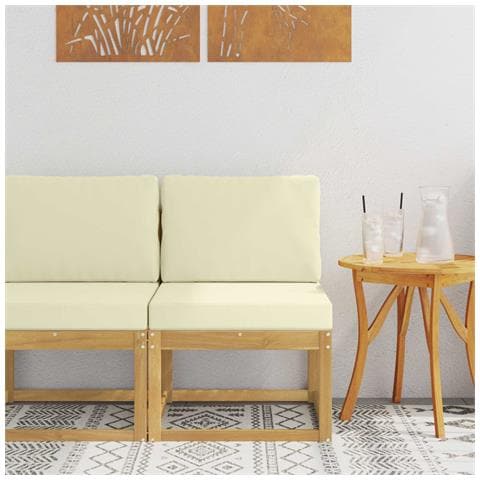 Set di divani da esterno Bianco e Crema 59 x 63 x 73 cm - Foto 2