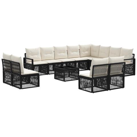 Set Divano da Giardino 13 pcs Nero polyrattan - Foto 1