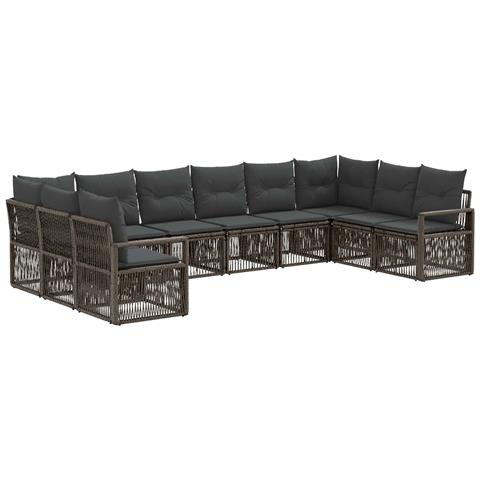 Set Divano da Giardino 10 pcs Grigio polyrattan - Foto 1