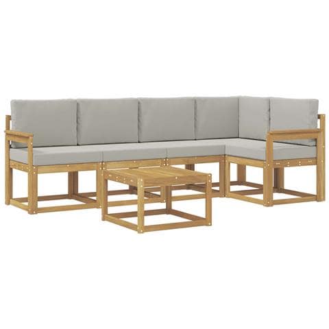 Set di divani da esterno 6 pcs Bianco e Grigio Chiaro - Foto 1